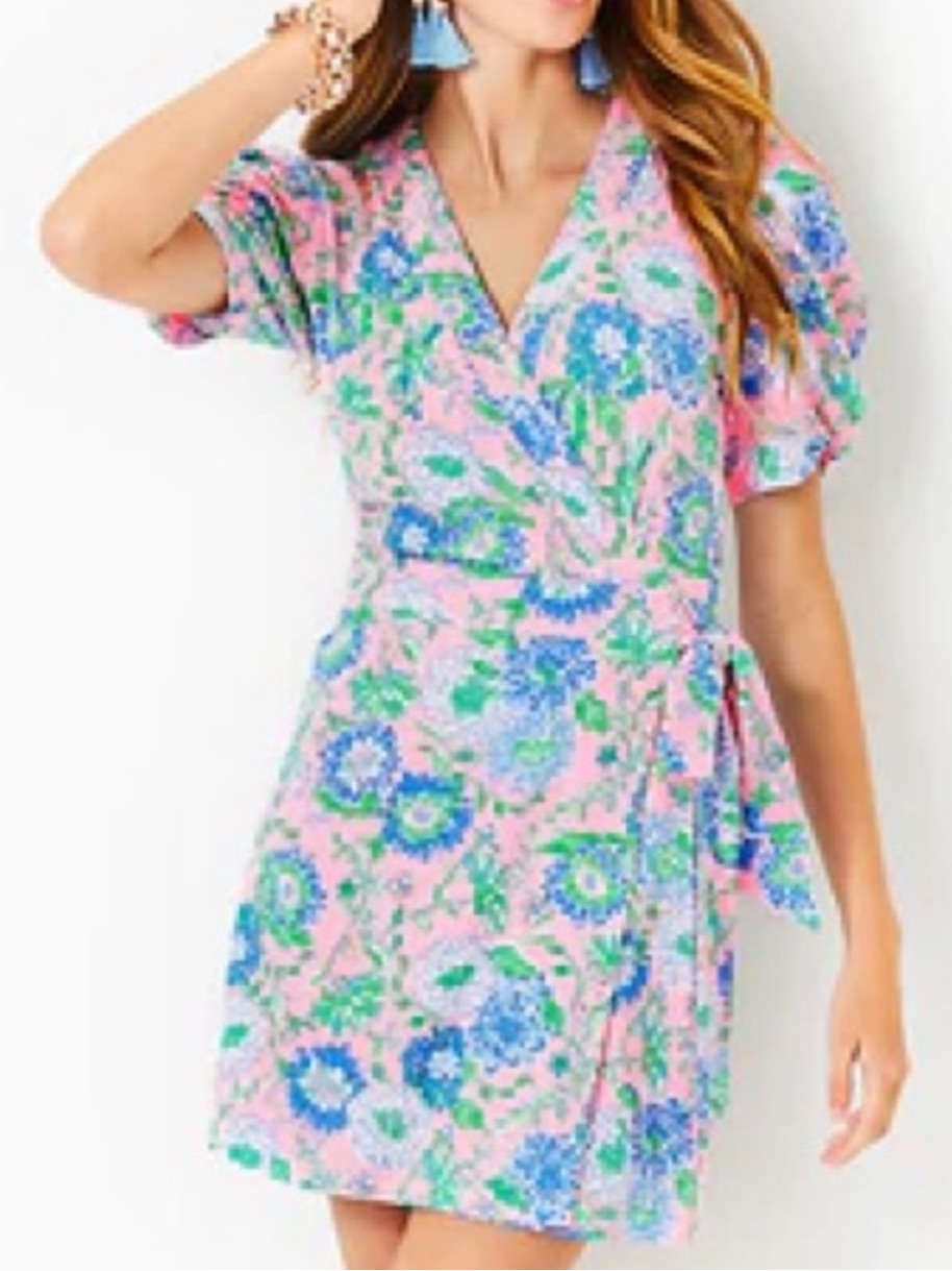 Lilly Pulitzer Sailynn Short-Sleeve Romper In “Rumor Has It” Size L Euc